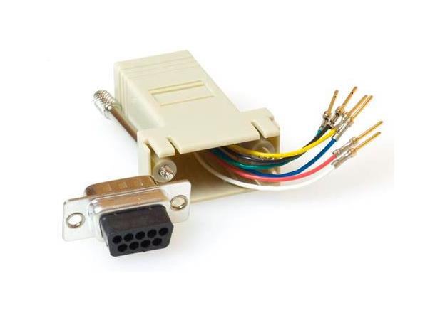 Adapter RJ45 Hun - DB9 Han Serielladapter 